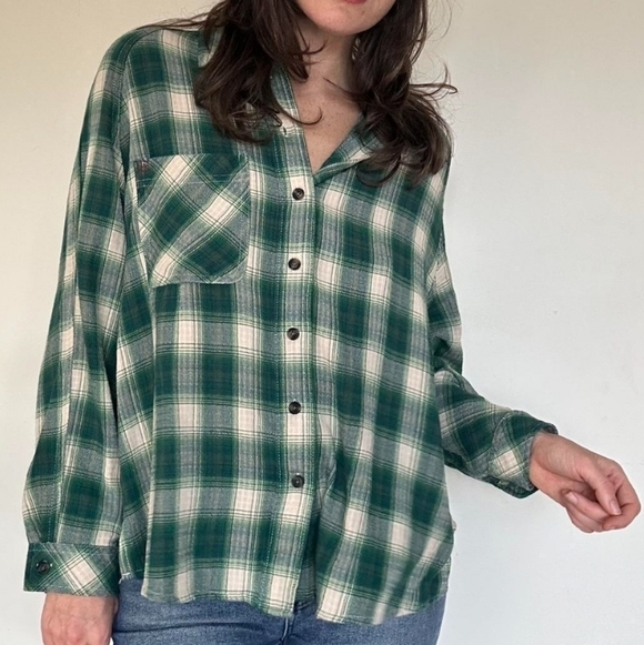 UO Plaid Slouchy BDG Gauzy Keanu Button-Down Shirt - Picture 11 of 11